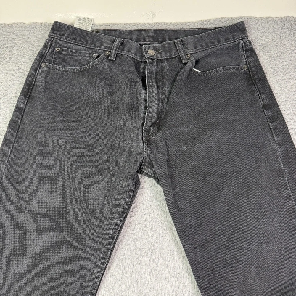Levis 505 Jeans Mens 36x34 Black Washed Denim Regular Straight Y2K